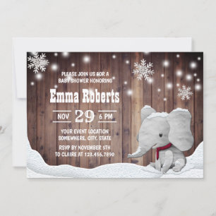 Invitation Couteaux de neige Eléphant Cute Baby shower d'hive
