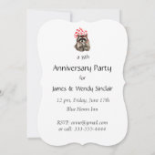 Invitation Coutume Anniversaire Fête Raccoon Coeurs d'amour (Dos)
