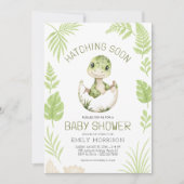 Invitation Coutume Dinosaure Hatching Bientôt QR Code Baby sh (Devant)