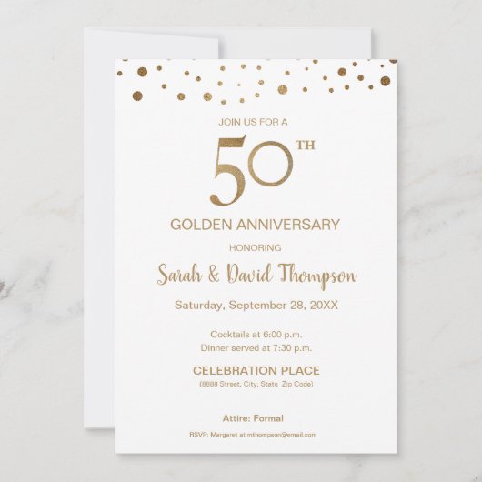 Invitation Coutume Or Blanc 50e Anniversaire de Mariage (Devant)