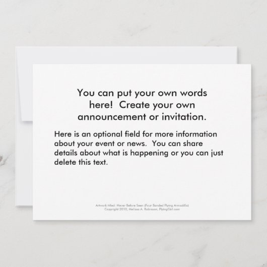 Invitation COUTUME originale d'art d'amusement de peinture de (Dos)