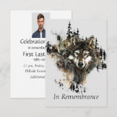 Invitation Coutume Wolf animal Aquarelle Montagne (Devant / Derrière)