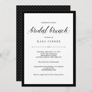 Invitation Couture élégante  Brunch nuptial noir et blanc