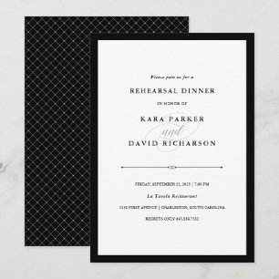 Invitation Couture élégante Dîner de répétition noir et bla