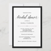 Invitation Couture élégante | Fête des mariées noire et blanc (Devant)