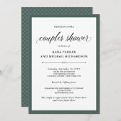 Invitation Couture élégante | Rich Green Couples Douche (Devant / Derrière)