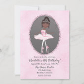 Invitation Couture rose et gris foncé Ballerina fête d'annive (Devant)