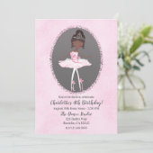 Invitation Couture rose et gris foncé Ballerina fête d'annive (Debout devant)