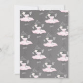 Invitation Couture rose et gris foncé Ballerina fête d'annive (Dos)