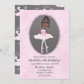 Invitation Couture rose et gris foncé Ballerina fête d'annive (Devant / Derrière)