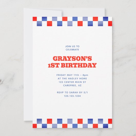 Invitation Couture un 1er anniversaire (Dos)