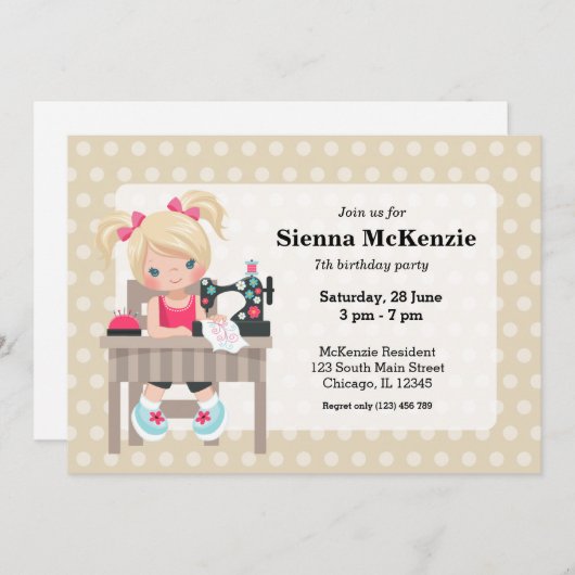 Invitation Couturière (Devant / Derrière)