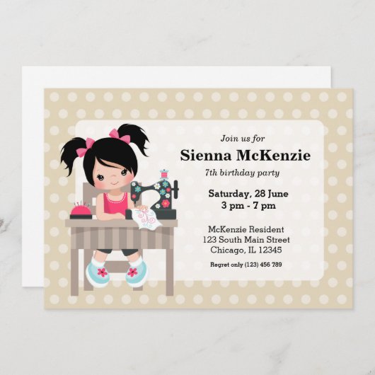 Invitation Couturière (Devant / Derrière)