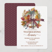 Invitation Couvert de table d'automne à l'aquarelle dîner de (Devant / Derrière)