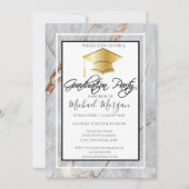 Invitation Couverture de diplôme en or Marbre Pierre Fête de (Devant)