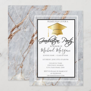 Invitation Couverture de diplôme en or Marbre Pierre Fête de