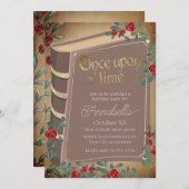 Invitation Couverture de livre de contes de fées avec des ros (Devant / Derrière)