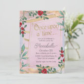 Invitation Couverture de livre de fée rose avec les roses rou (Debout devant)