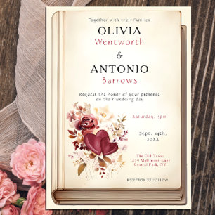 Invitation Couverture de livre vintage mariage passion bordea