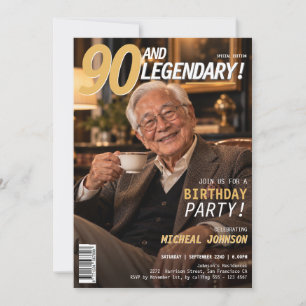 Invitation Couverture de magazine 90 ans et légendaire pour 9