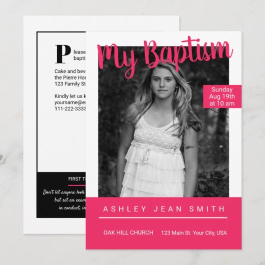 Invitation Couverture de magazine Ado Baptême (Devant / Derrière)