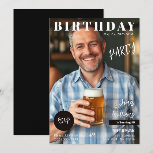 Invitation Couverture de magazine Anniversaire (Devant / Derrière)