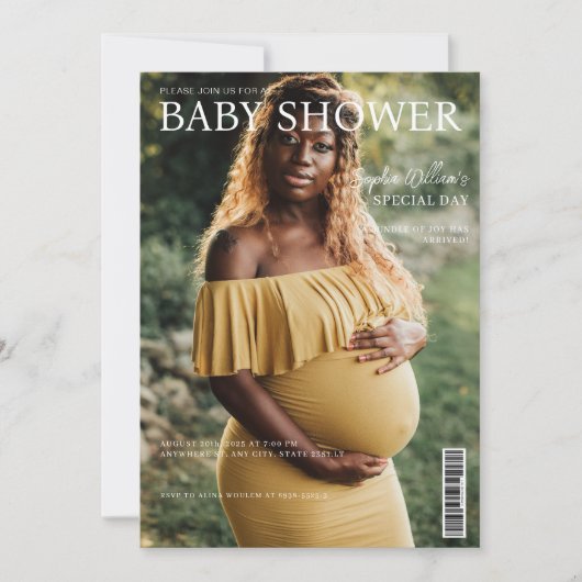 Invitation couverture de magazine Baby shower photo (Devant)