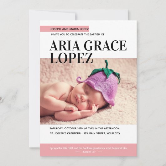 Invitation Couverture de magazine Bébé fille Baptême (Devant)