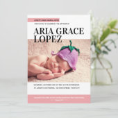 Invitation Couverture de magazine Bébé fille Baptême (Debout devant)