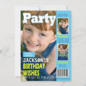 Invitation Couverture de magazine Cool Blue 3 photos Fête d'a (Devant)