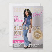 Invitation Couverture de magazine de naissance glamour 16 ans (Devant)