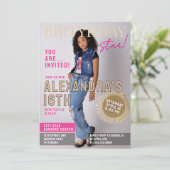 Invitation Couverture de magazine de naissance glamour 16 ans (Debout devant)