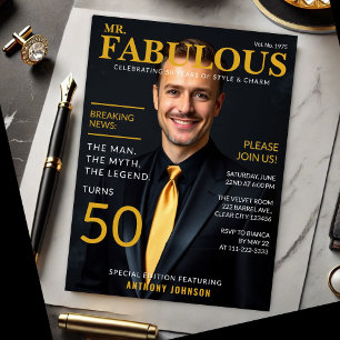 Invitation Couverture de magazine de style M. Fabuleux pour 5