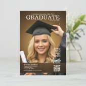 Invitation Couverture de magazine diplômé or (Debout devant)