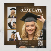 Invitation Couverture de magazine diplômé or (Devant / Derrière)