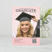 Invitation Couverture de magazine Diplômé Rose (Debout devant)