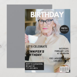 Invitation Couverture de magazine élégante pour son 98e anniv