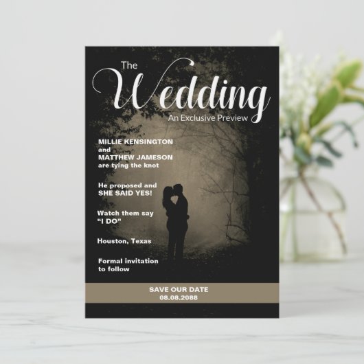 Invitation Couverture de magazine | Enregistrez la date de ma (Debout devant)