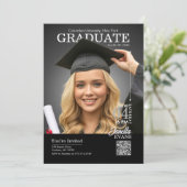 Invitation Couverture de magazine Graduation Noir (Debout devant)