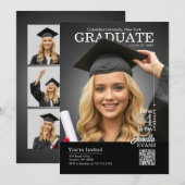 Invitation Couverture de magazine Graduation Noir (Devant / Derrière)