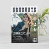Invitation Couverture de magazine moderne Photo QR Code Alors (Debout devant)