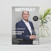 Invitation Couverture de magazine moderne pour lui 56e annive (Debout devant)