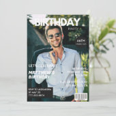 Invitation Couverture de magazine moderne pour son 46e annive (Debout devant)