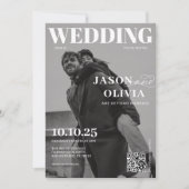 Invitation Couverture de magazine noir et blanc Photo Mariage (Devant)