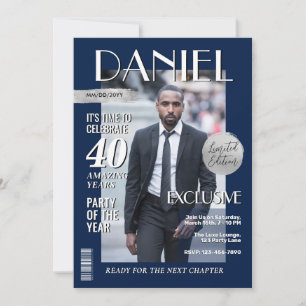 Invitation Couverture de magazine personnalisée pour annivers