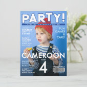 Invitation Couverture de magazine spéciale bleu fun pour l'an (Debout devant)