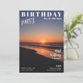 Invitation Couverture de magazine Sunset Beach Anniversaire (Debout devant)