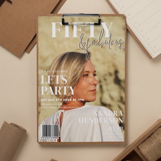 Invitation Couverture de magazine tendance | 50e fête d'anniv