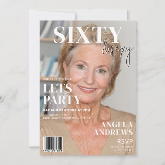 Invitation Couverture de magazine tendance | 60e fête d'anniv (Devant)