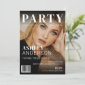 Invitation Couverture de magazine tendance | Fête d'anniversa (Debout devant)